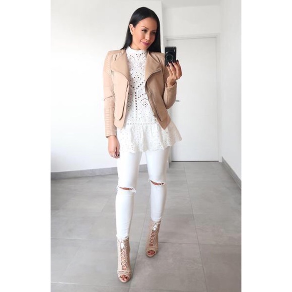 HP๐ + White Fox Boutique Nude Bessy Biker Jacket - Picture 4 of 16